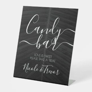 Signe De Table Barre de Chocolat de Mariage Black Leaf