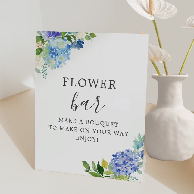 Signe De Table Barre de fleurs d'hortensia florale bleue (Créateur téléchargé)
