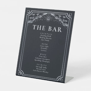 Signe De Table Barre de Mariage de la carte Tarot gothique Argent