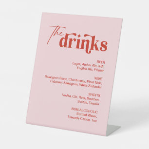 Signe De Table Barre de Mariage du menu Boissons roses et rouges