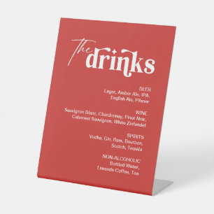 Signe De Table Barre de Mariages du menu Boissons rouges