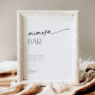Signe De Table Barre de Mimosa minimaliste noir et blanc Script