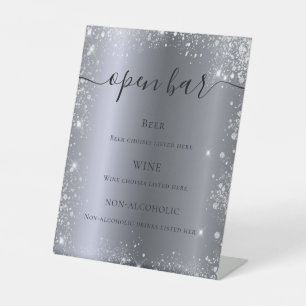 Signe De Table Barre de script de la parties scintillant d'argent