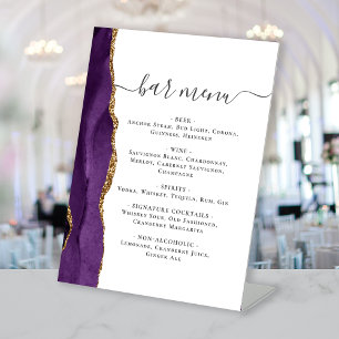Signe De Table Barre mariage Menu Purple Gold Agate