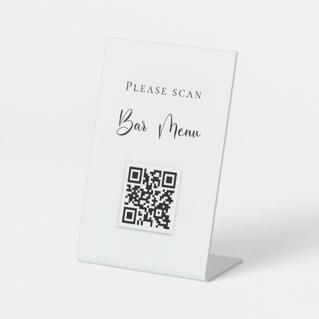 Signe De Table Barre menu QR code typographie blanc (Recto)