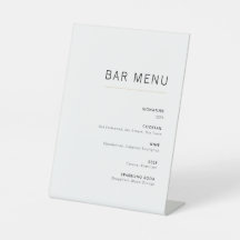 Barre minimaliste moderne blanc & or Mariage Menu