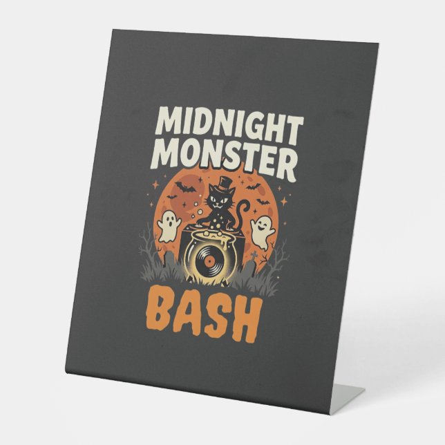 Signe De Table Bash de monstres de minuit d'Halloween (Recto)