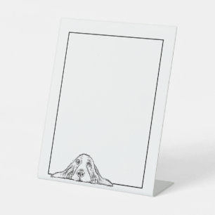 Signe De Table basset hound noir blanc yeux de chiot simple