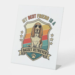 Signe De Table Basset Retriever ami Chien Lunettes de soleil Rétr