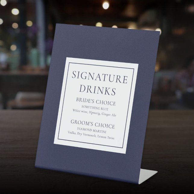 Signe De Table Bateaux de la Marine Classique Moderne (Navy Blue Modern Classic Signature Drinks Pedestal Sign)