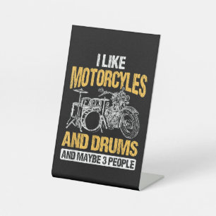 Signe De Table Batteur Batterie J'Aime Les Motos Et Les Tambours