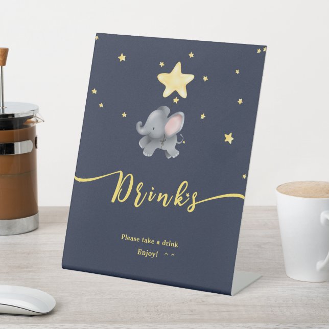 Signe De Table Beau Baby shower Elephant & Balloon Boissons (In SItu)