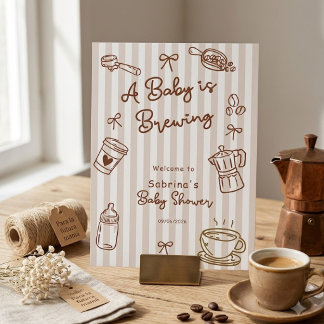 Signe De Table Bébé en cours de brassage, Baby Shower Café dessin