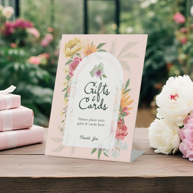 Signe De Table Bébé en Fleur Été Jardin Floral Cadeaux & Cartes (Baby in Bloom Summer Floral Garden Gifts & Cards Pedestal Sign)