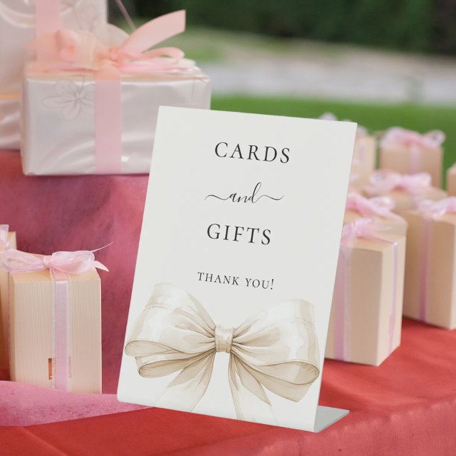 Signe De Table Beige cream bow ivory girl cards gifts sign (Créateur téléchargé)