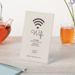 Signe De Table Beige Heart Business Wifi Password Sign