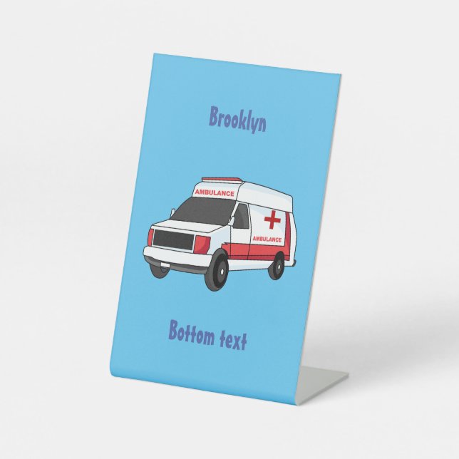 Signe De Table Belle ambulance rouge caricature van (Recto)