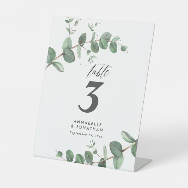 Signe De Table Belle élégante table mariage de feuillage eucalypt (Recto)