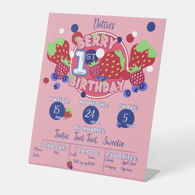 Signe De Table Berry Premier anniversaire Jalon Board (Recto)