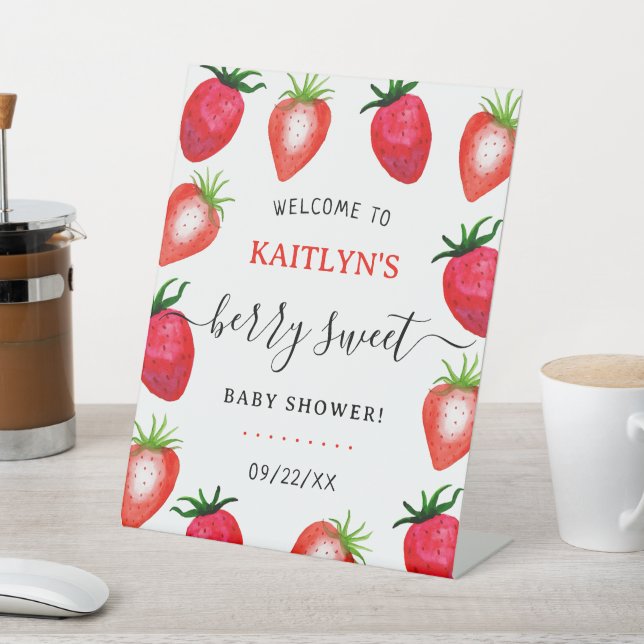 Signe De Table Berry Sweet Baby shower fraise Bienvenue (In SItu)