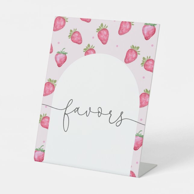 Signe De Table Berry Sweet Baby shower Fraises Faveurs (Recto)
