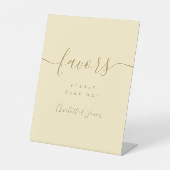 Signe De Table Beurre Jaune Et Or Mariage Faveurs Table (Recto)