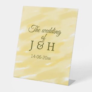 Signe De Table Beurre jaune pastel le mariage du nom de couple le