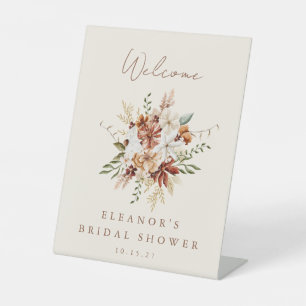 Signe De Table Bienvenue à la Baby Shower Bohème Rustique Fleurs