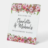 Bienvenue à la fête d'engagement florale rose et r