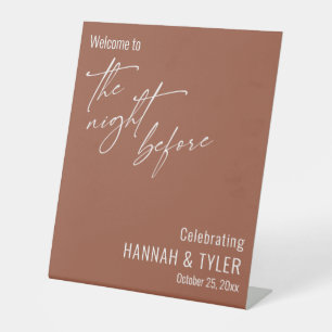 Signe De Table Bienvenue à la nuit avant Terracotta