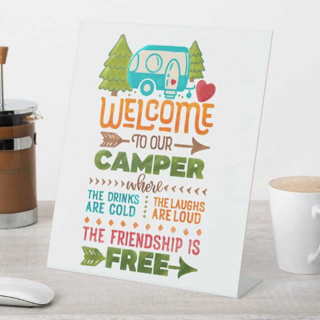 Signe De Table Bienvenue à notre Camper  (In SItu)