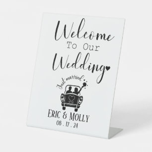 Signe De Table Bienvenue à notre mariage personnalisé juste marié
