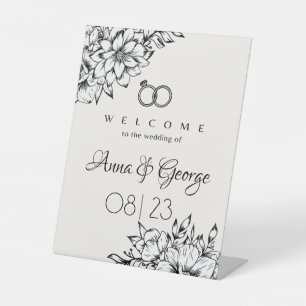 Signe De Table Bienvenue au Mariage de Custom Elegant Flower