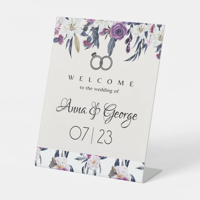 Signe De Table Bienvenue au Mariage de l'enseigne Pedestal person (Recto)