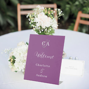Signe De Table Bienvenue au mariage moderne simple avec monogramm