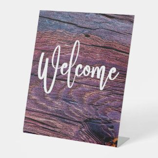 Signe De Table Bienvenue Bois Violet Rustique Vintage