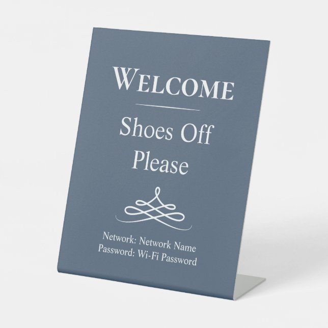 Signe De Table Bienvenue Chaussures bleues et blanches s'il vous  (Recto)