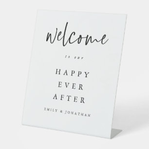 Signe De Table Bienvenue dans Happy Ever After Mariage Black Whit