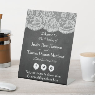 Signe De Table Bienvenue de la collection Mariage Chalkboard & La