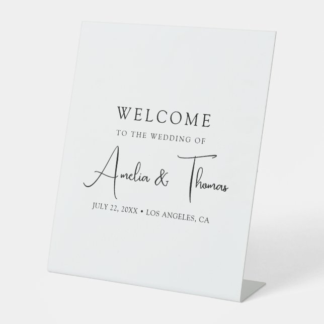 Signe De Table Bienvenue de Mariage de script simple (Recto)