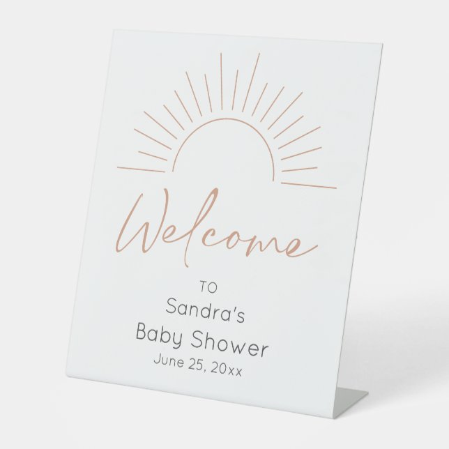 Signe De Table Bienvenue du Baby shower Sun Boho (Recto)