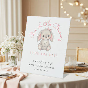 Signe De Table Bienvenue Fille Lapin Rose Baby Shower 