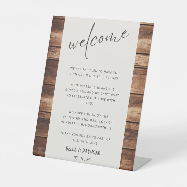 Signe De Table Bienvenue Nous sommes si ravis de vous avoir perso (Recto)