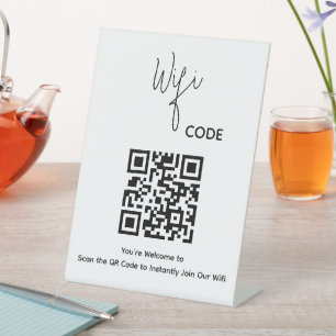Signe De Table Bienvenue QR Code Scan pour connecter le Wi-Fi