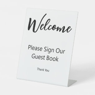 Signe De Table Bienvenue, veuillez signer notre livre d'or blanc