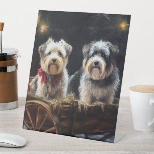Signe De Table Biewer Terrier enneigé traîneau décor de Noël