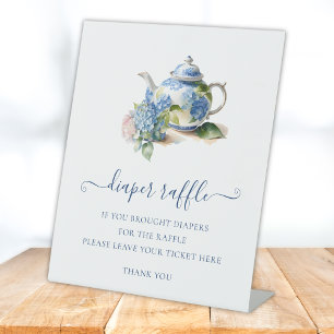 Signe De Table Billet de tombola Baby Shower Hydrangea Bleue