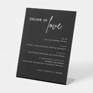 Signe De Table Black Drunk In Love Modern Mariage Bar Sign