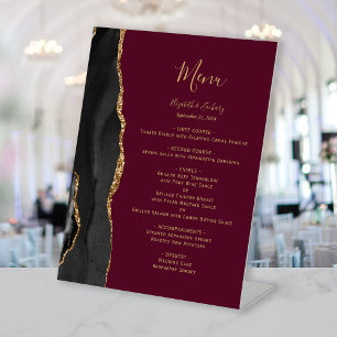 Signe De Table Black Gold Agate Bourgogne Menu Mariage