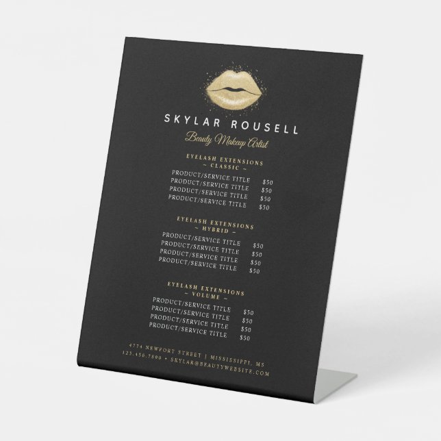 Signe De Table Black & Gold Beauty Lips Prix du service de luxe (Recto)